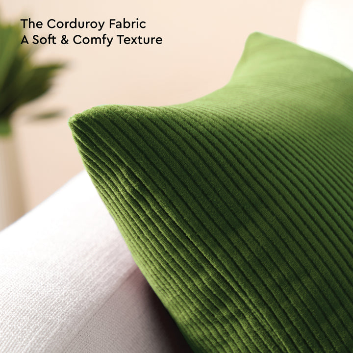 Corduroy Military Green Cushion Cover (Pack of 2)