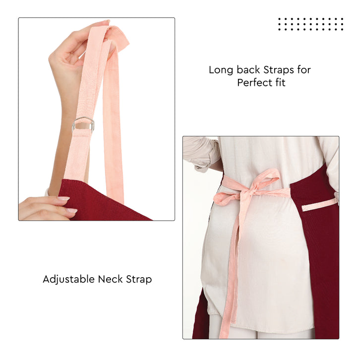 Cotton Maroon Apron (Pack of 1)