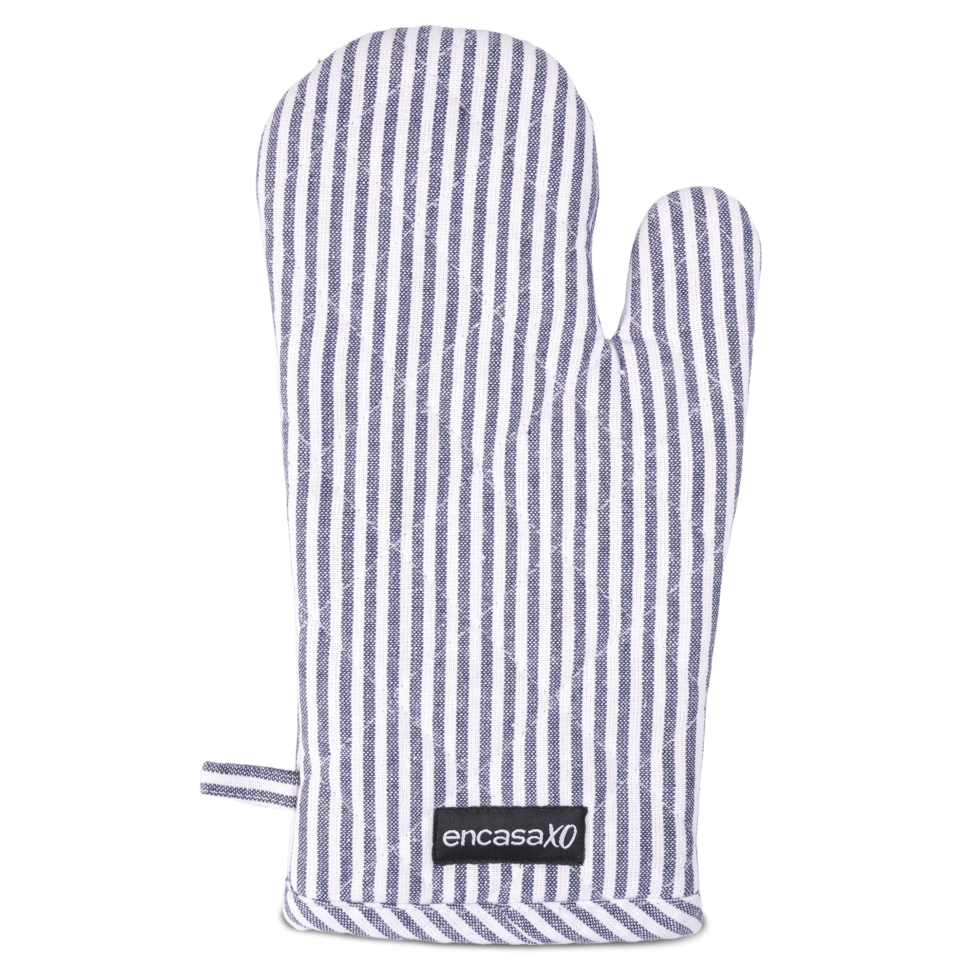 Cotton Ticking Navy Blue Oven Gloves (Pack of 2)