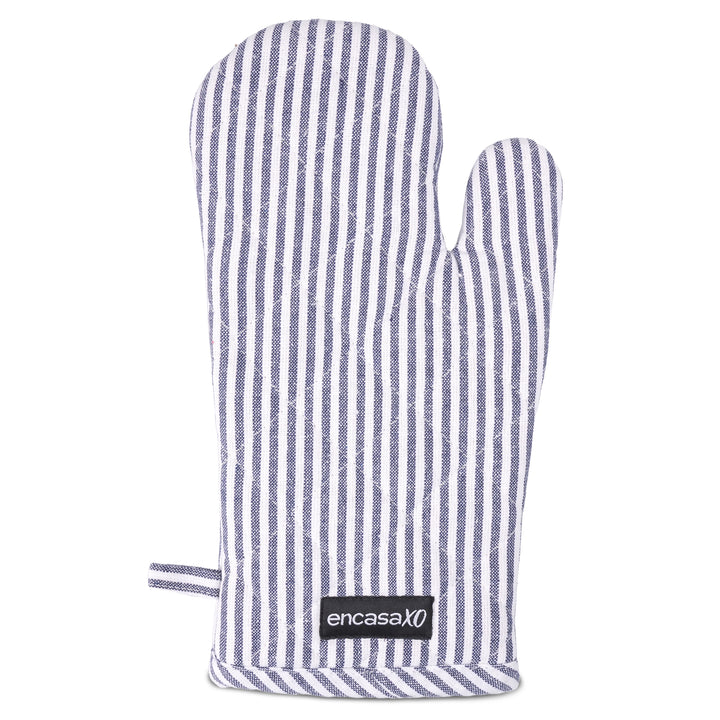 Cotton Ticking Navy Blue Oven Gloves (Pack of 2)