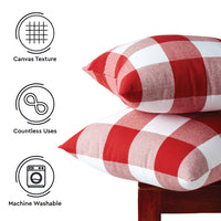 Cotton Buffalo Red Checks Cushion Cover (Pack of 2)