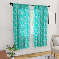 Polyester Blotch Teal Curtain (Pack of 2)