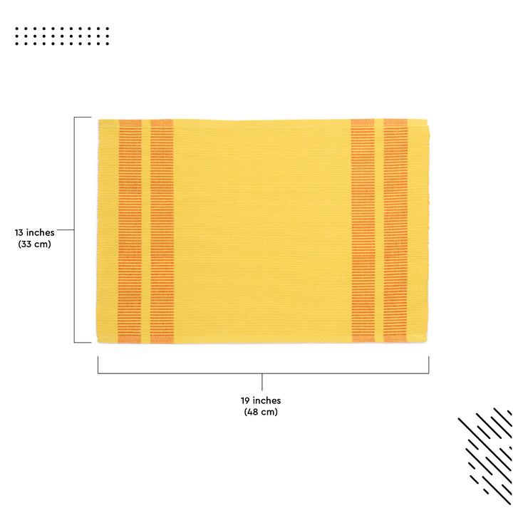 Ribbed Cotton Ladder Lemon Placemat (Pack of 6)
