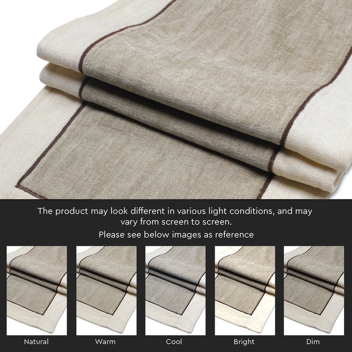 Cotton Off White & Beige Table Runner (Pack of 1)
