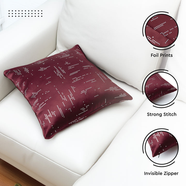 Blackout Polyester Citylight Maroon Cushion Cover (Pack of 2)