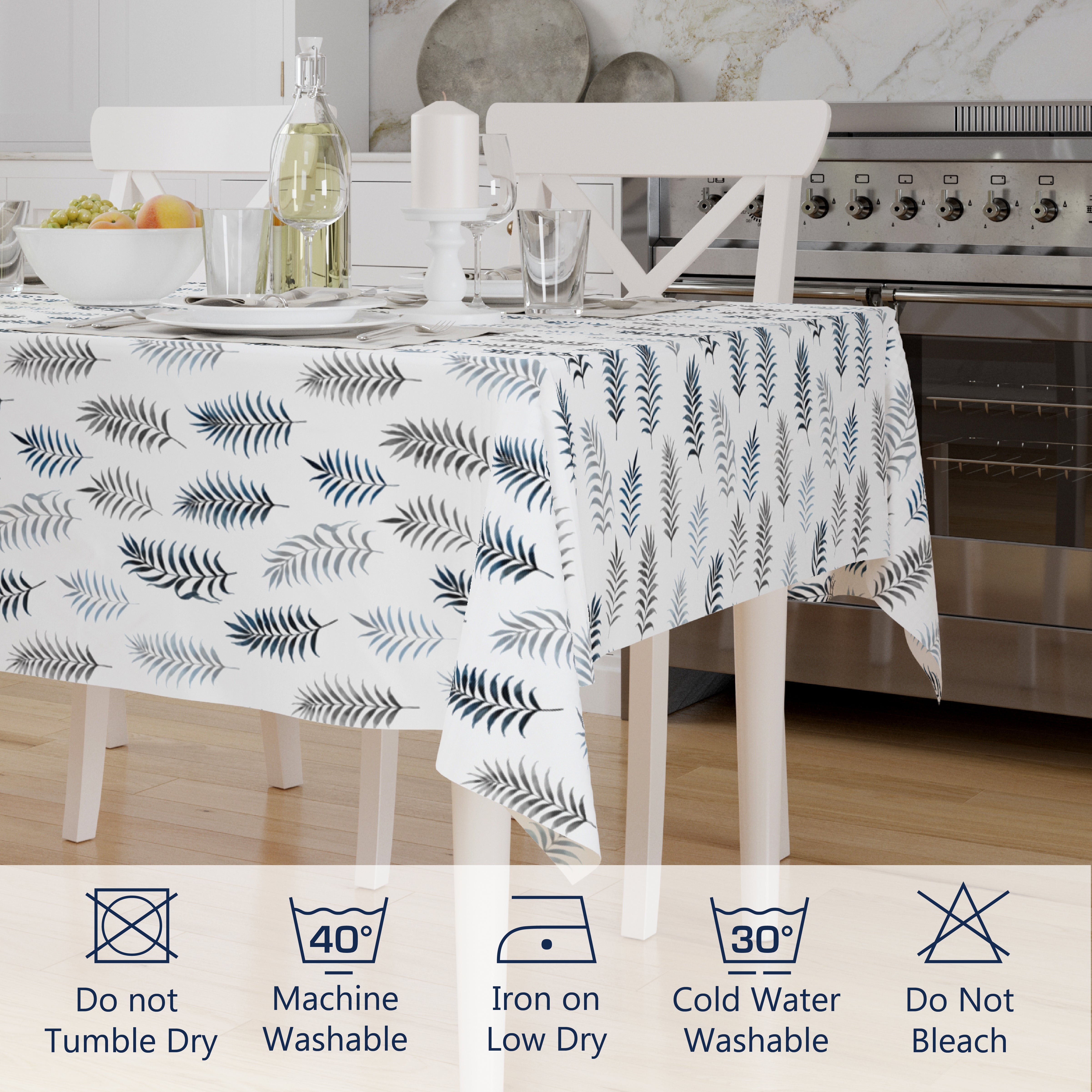 Polyester Palm Leaves Table Cloth (Pack of 1)
