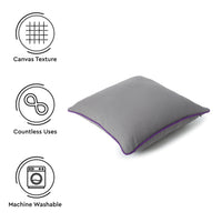 Cotton Grey+Purple Cushion Cover (Pack of 2)