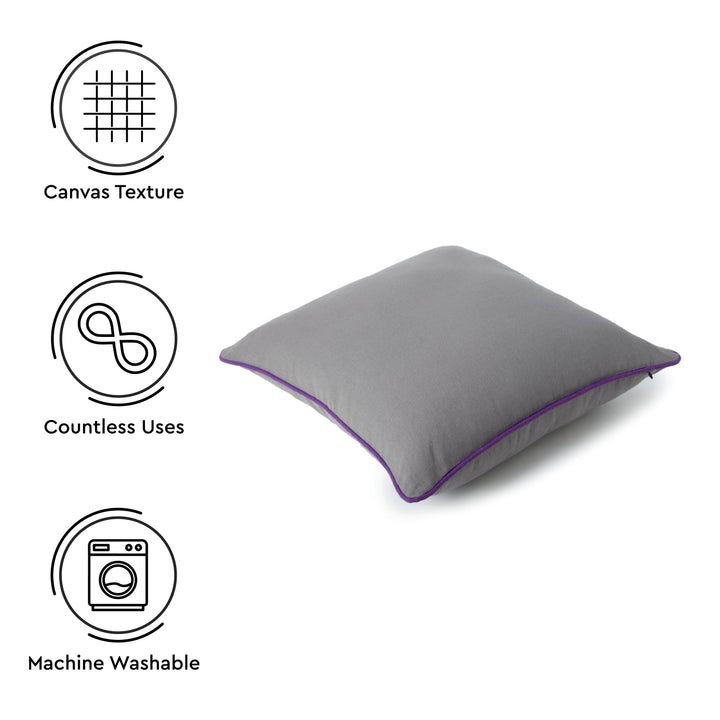Cotton Grey+Purple Cushion Cover (Pack of 2)