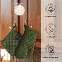 Cotton Leaf Green Oven Glove & Pot Holder