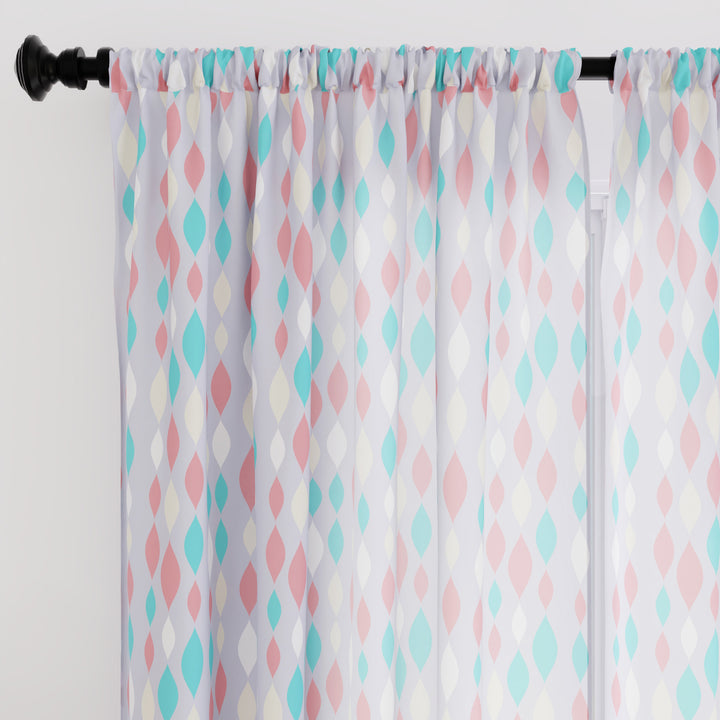 Polyester Teardrops Lilac Curtain (Pack of 2)
