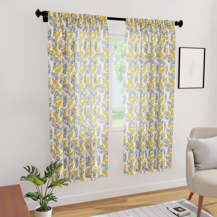 Polyester Dry Leaves Curtain (Pack of 2)