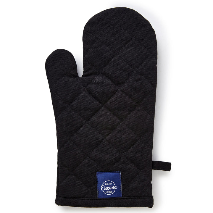 Cotton Full Black Oven Gloves (Pack of 2)
