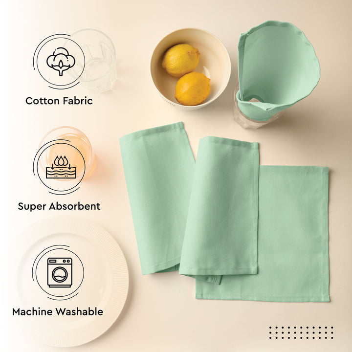 Cotton Mint Green Table Napkins (Pack of 12)
