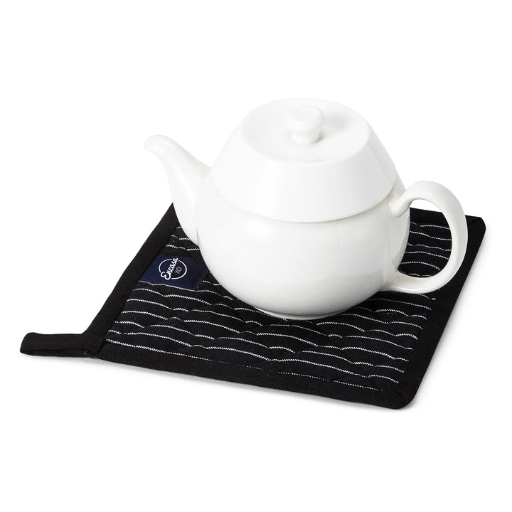 Cotton Butcher Stripes Black Pot Holders (Pack of 2)