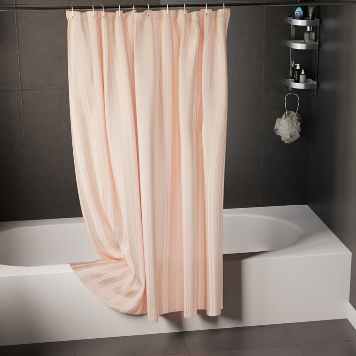 Polyester Stripe Peach Shower Curtain (Pack of 1)