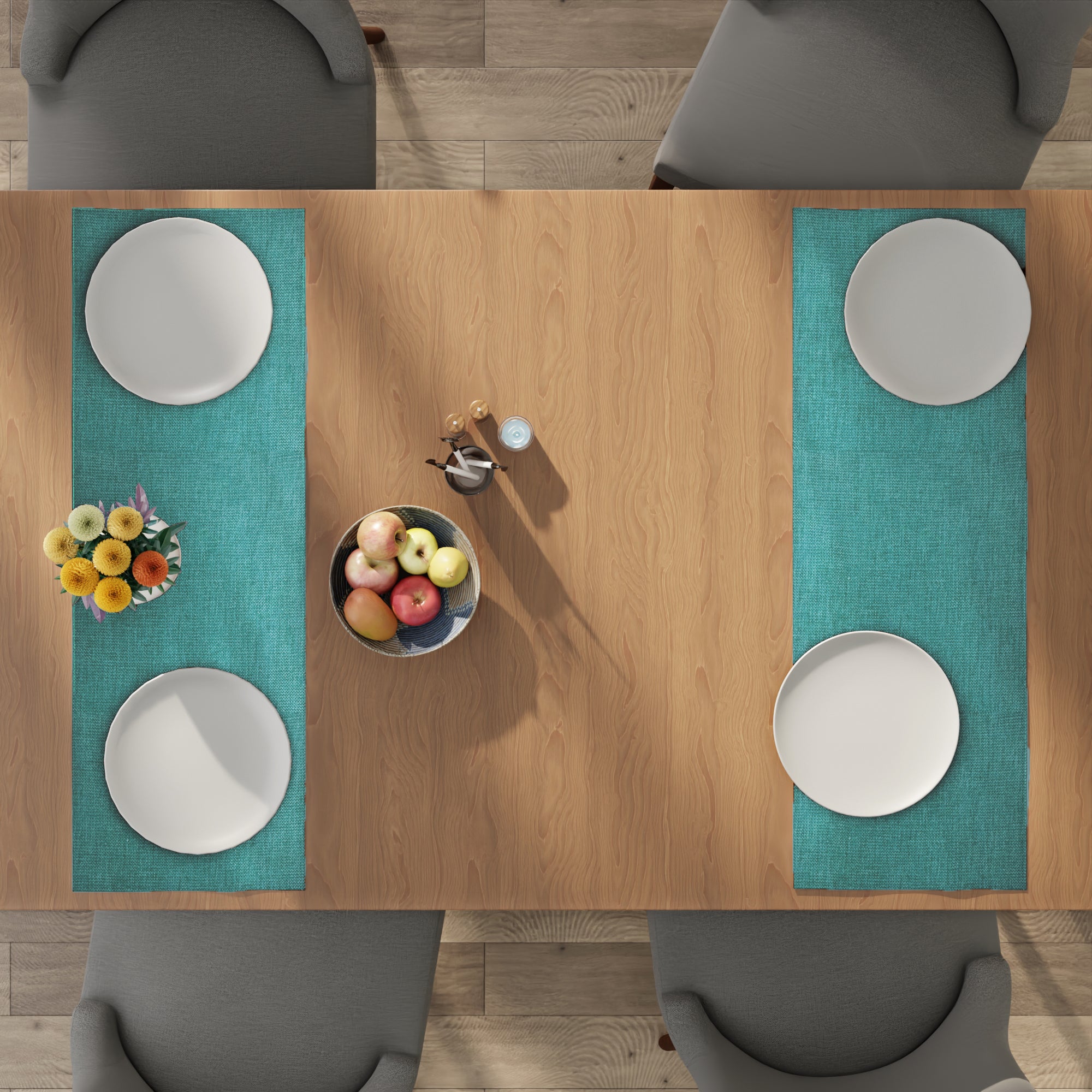 Chenille Turq Table Runner