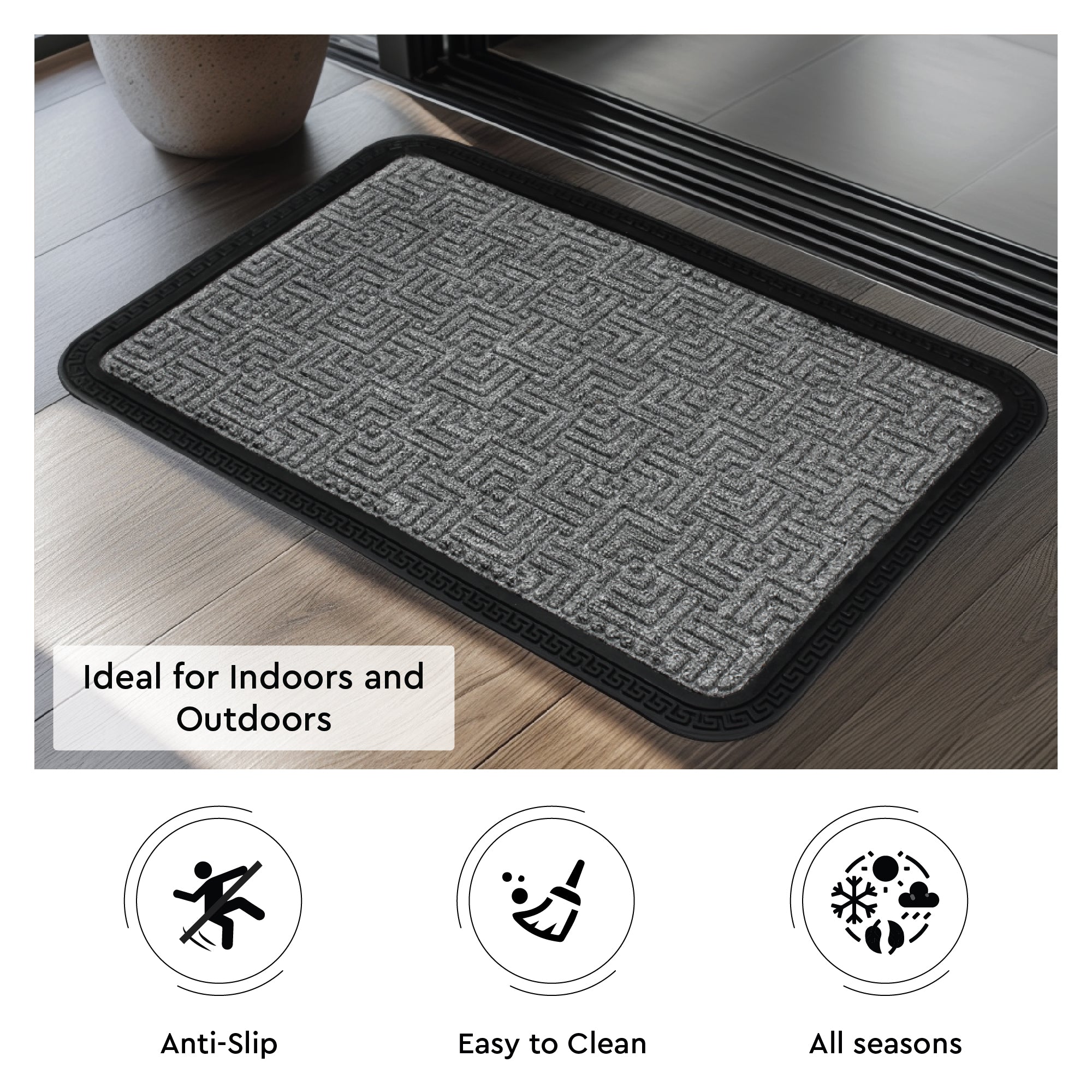 Polypropylene Main Door Entrance Mats Welcome Mat with Rubber Border | Anti Slip Rubber Backing | Ideal for Home, Outdoor, Balcony, Office | Pack of 1