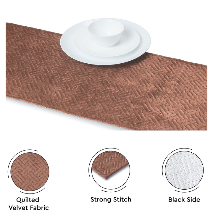 Quilted Velvet Bronze Table Runner