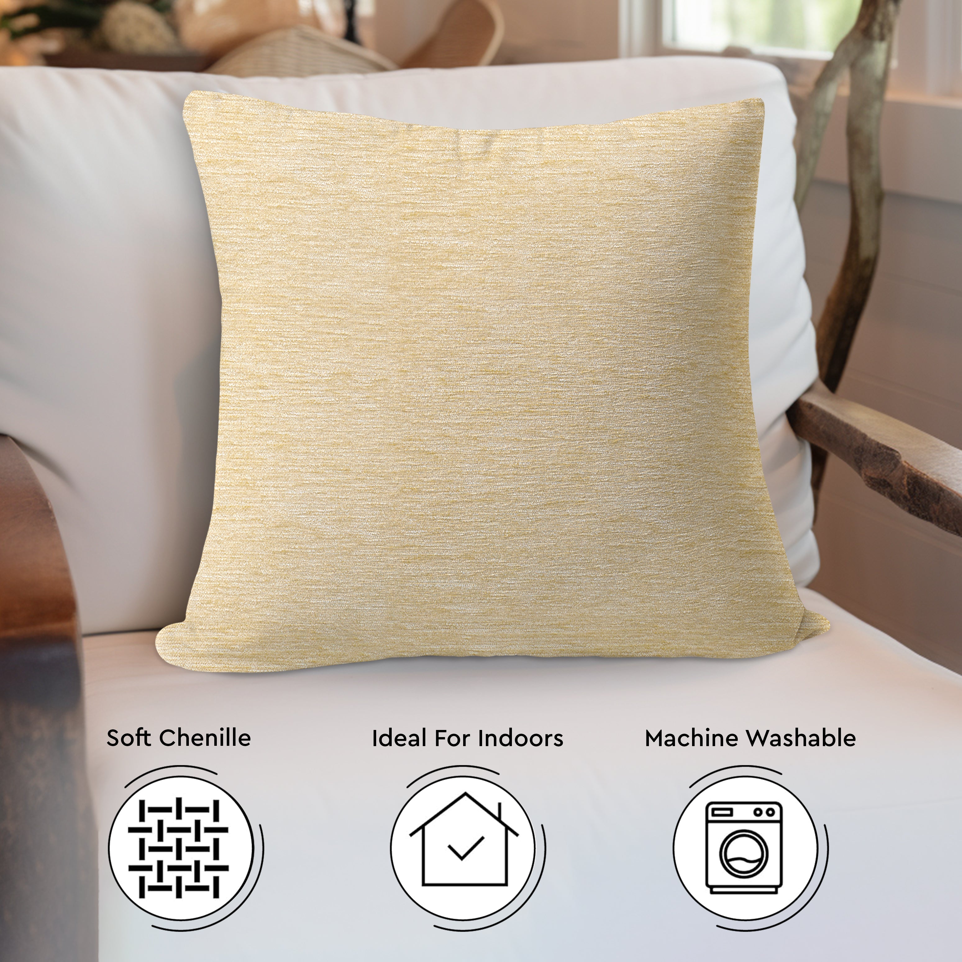 Chenille Cream Cushion Cover (Pack of 2)