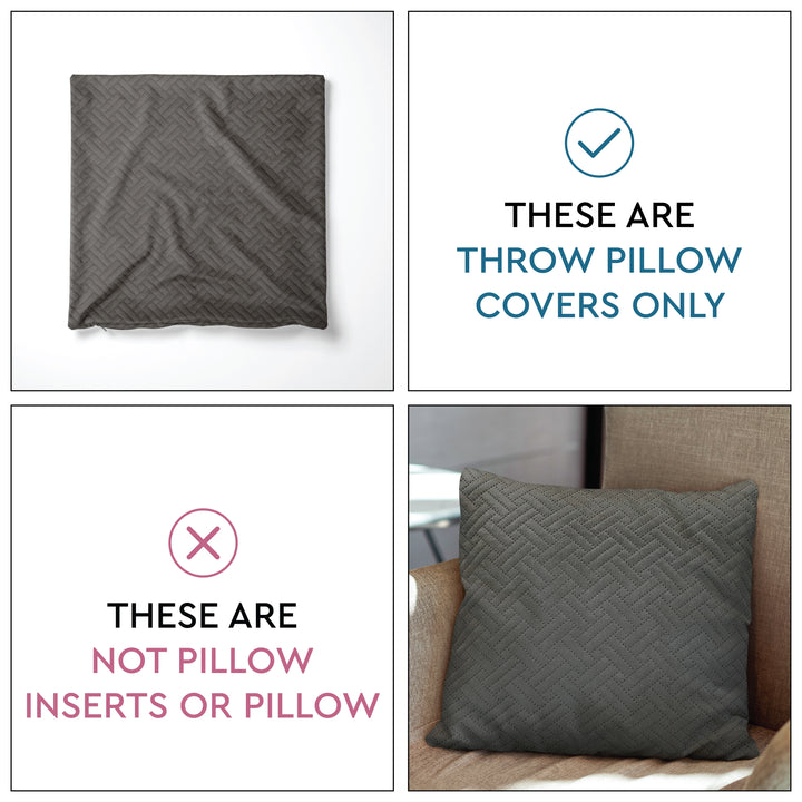 Quilted Velvet Dark Grey Cushion Cover (Pack of 2)