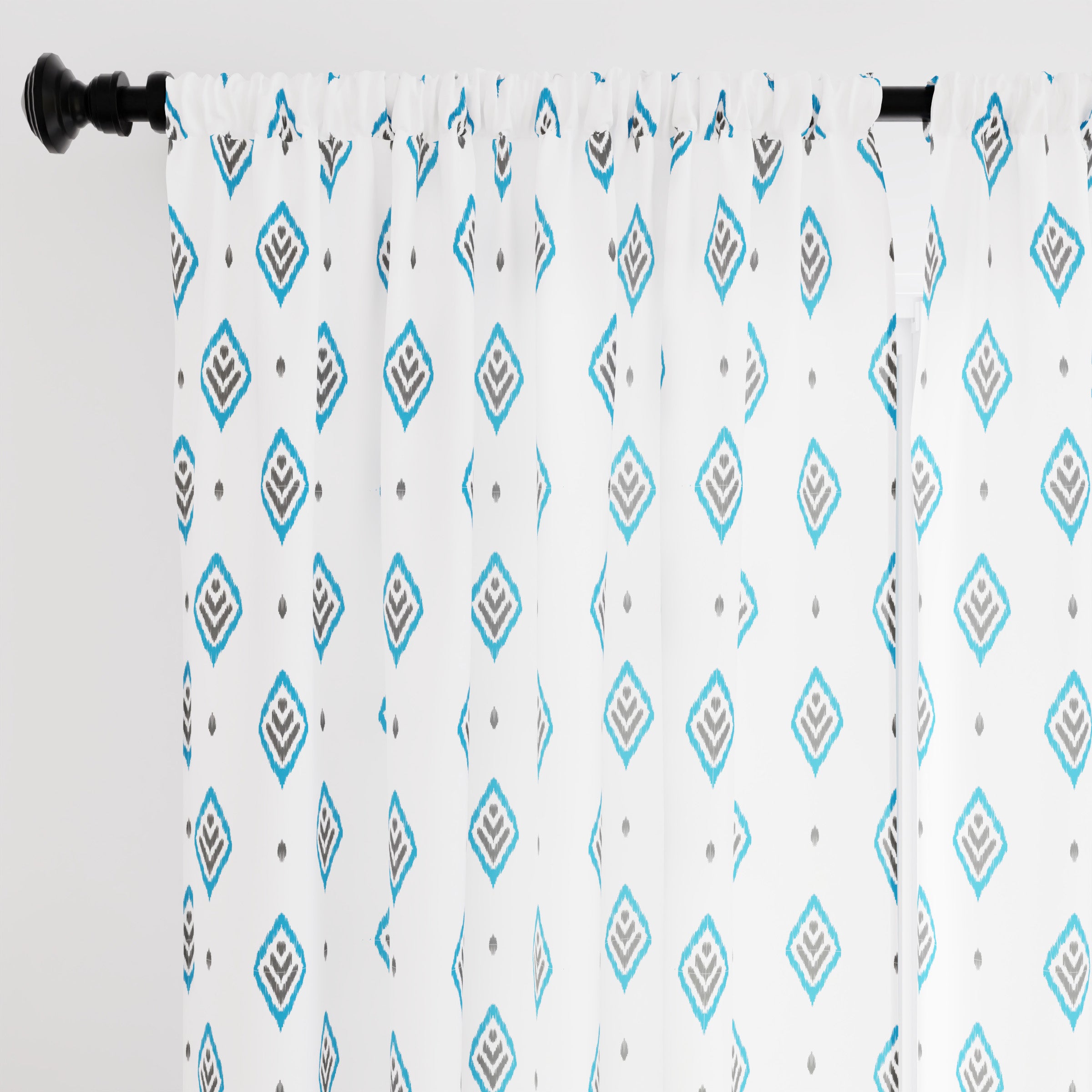 Polyester Diamond Turq Curtain (Pack of 2)
