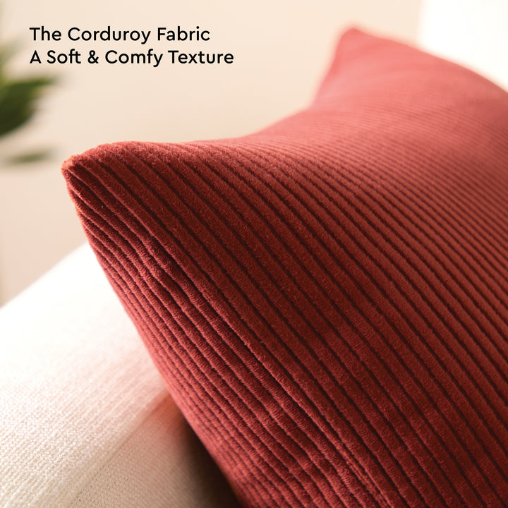 Corduroy Rust Brown Cushion Cover (Pack of 2)