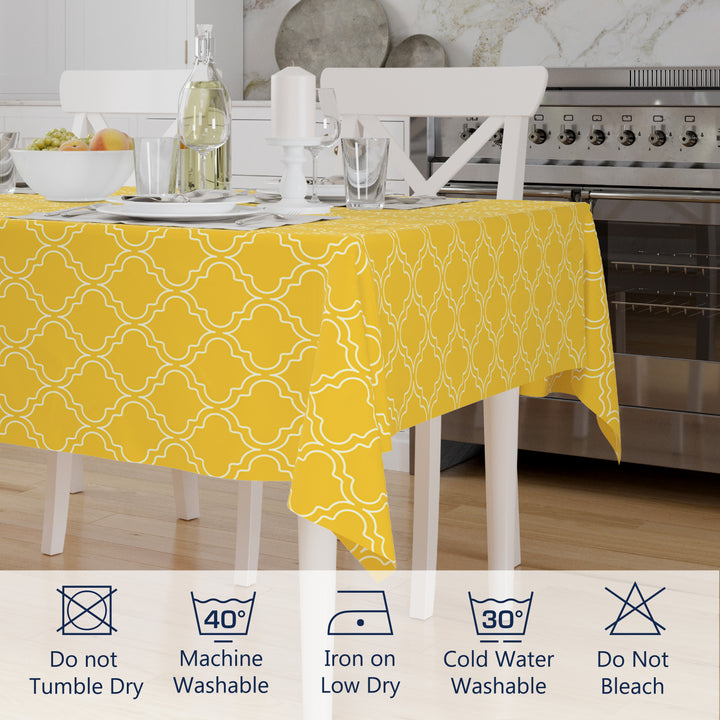 Polyester Yellow Trellis Table Cloth (Pack of 1)