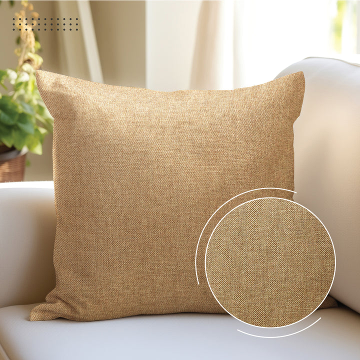Jute Cherry Golden Cushion Cover (Pack of 2)