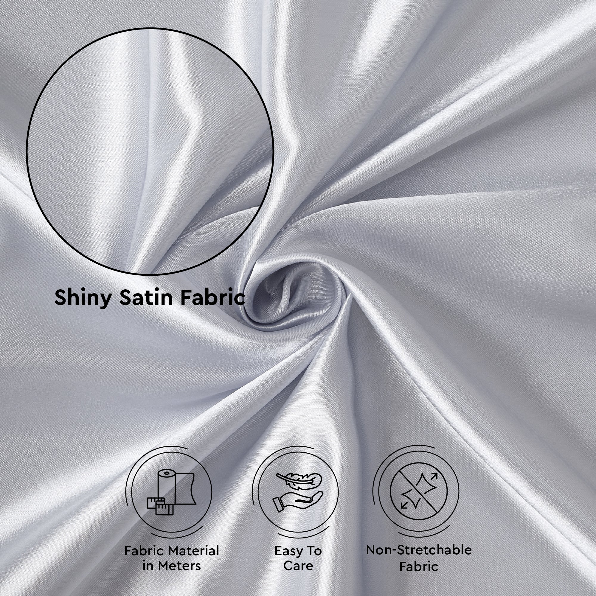 Silky Satin Fabric Material By Meter | 110 Cm Width, Silk & Shiny Fabrics | Fabric For Scrunchies, Dress, Pillowcases, Pajamas, Evening Dress, DIY