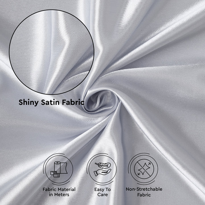 Satin Polyester Silk Silver Fabric