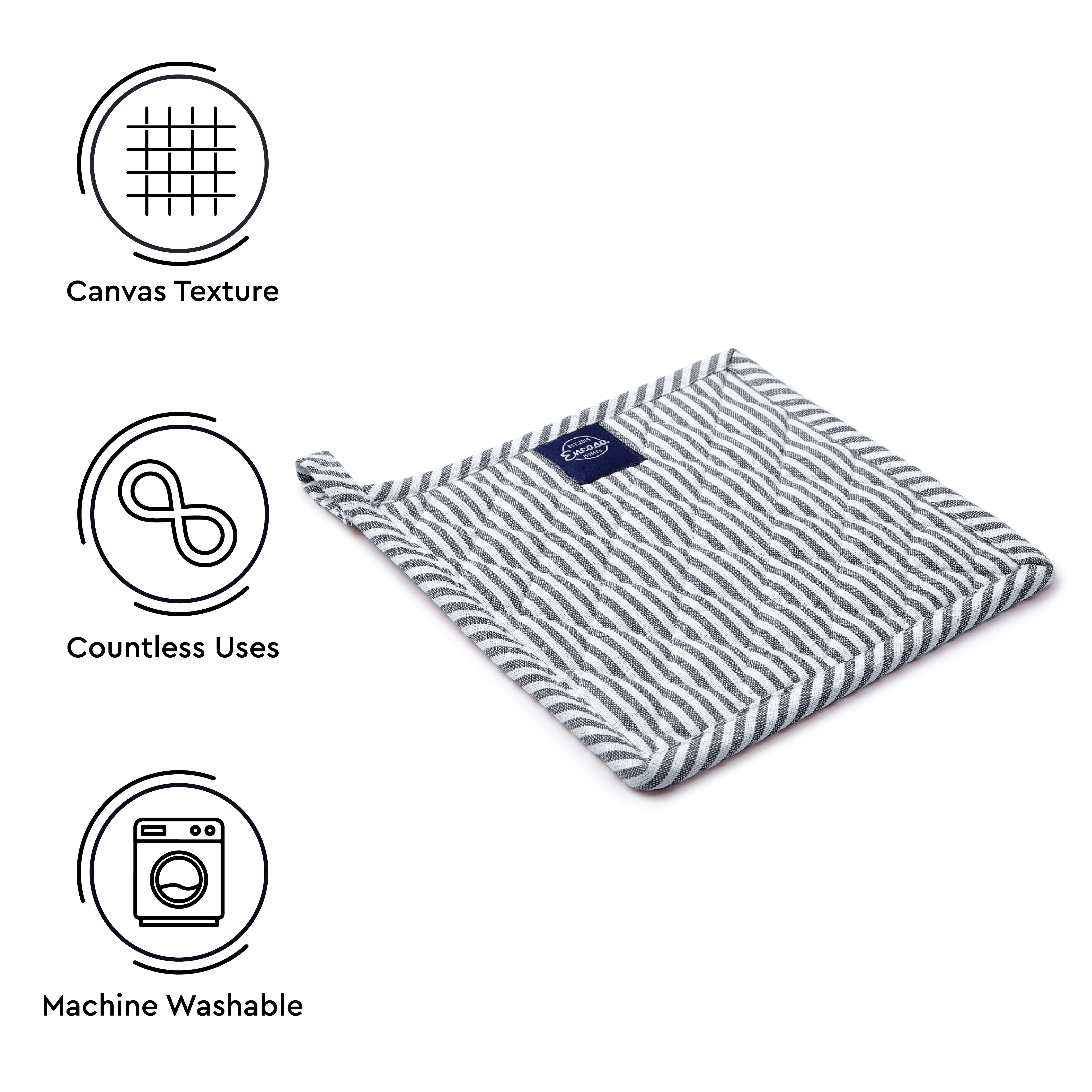 Cotton Ticking Navy Blue Pot Holders (Pack of 2)