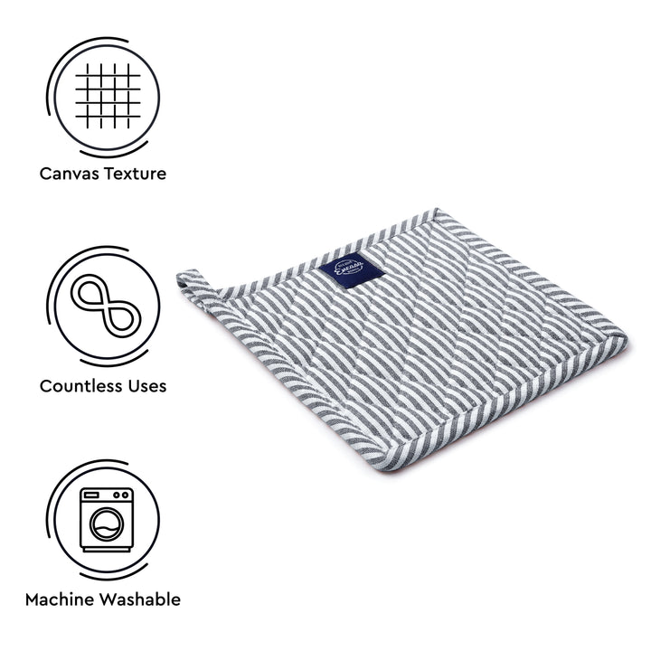 Cotton Ticking Navy Blue Pot Holders (Pack of 2)