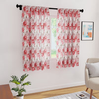 Polyester Peonies Curtain (Pack of 2)