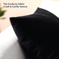 Corduroy Black Cushion Cover (Pack of 2)