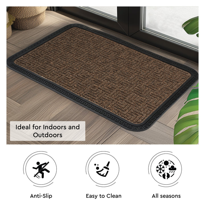 Polypropylene Main Door Entrance Mats Welcome Mat with Rubber Border | Anti Slip Rubber Backing | Ideal for Home, Outdoor, Balcony, Office | Pack of 1