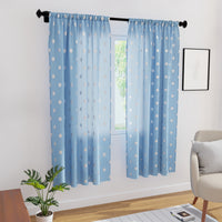 Polyester Dollar Blue Curtain (Pack of 2)