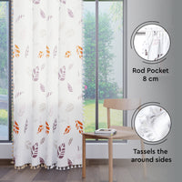 Polyester Boho Leaves Curtain (Pack of 2)