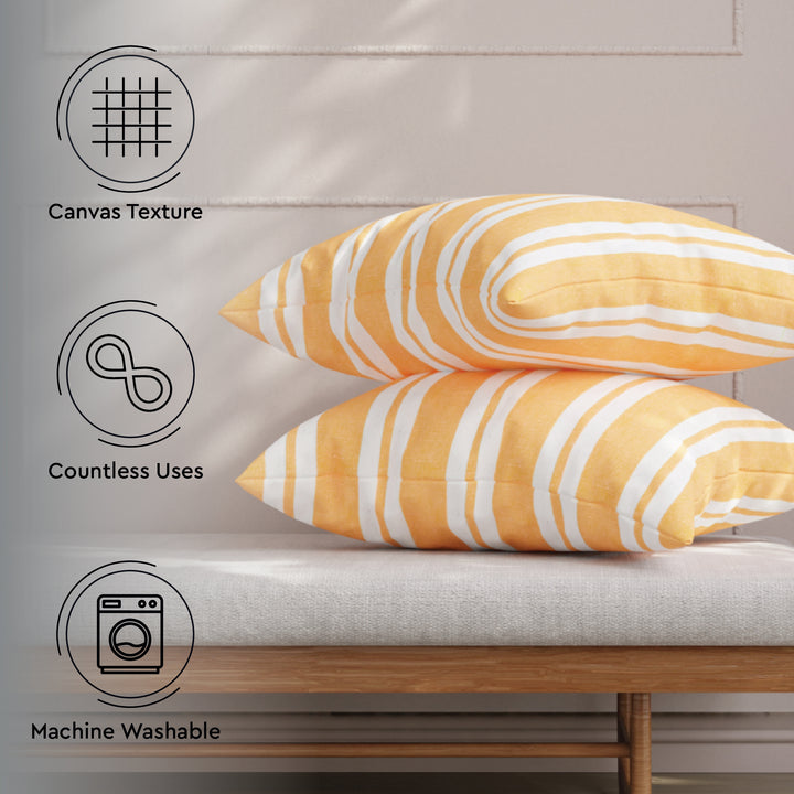 RC Yarn-Dyed Franca Yellow Stripes Cushion Cover (Pack of 2)