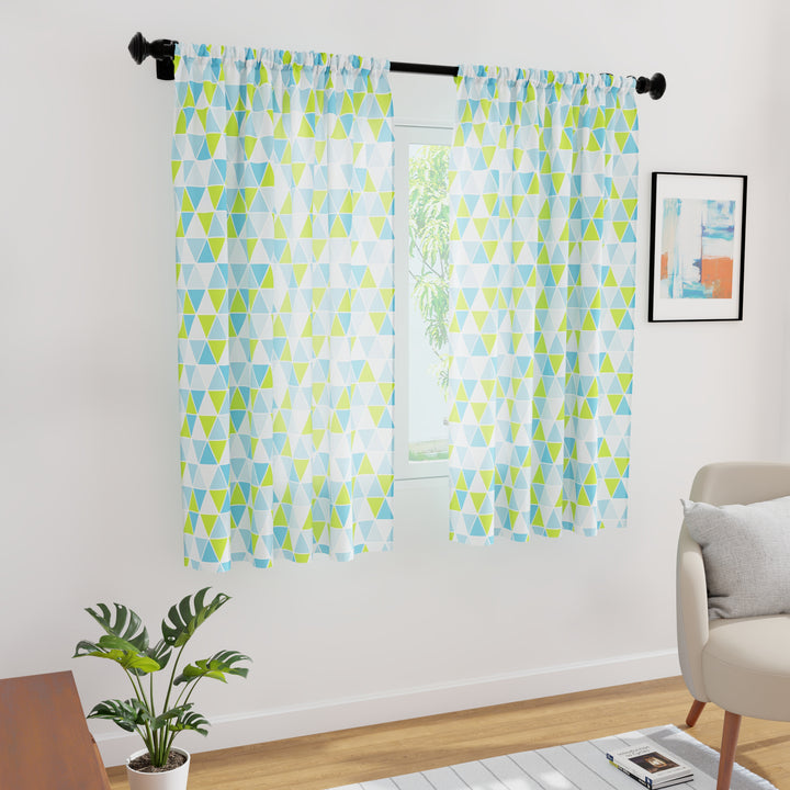 Micro Big Triangles Aqua Curtain (Pack of 2)