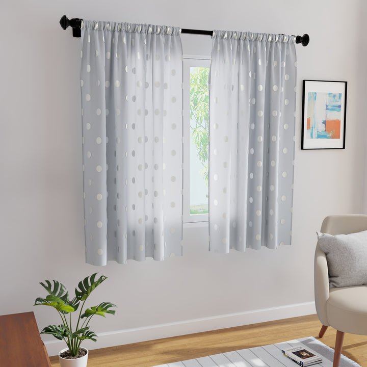 Polyester Dollar Grey Curtain (Pack of 2)