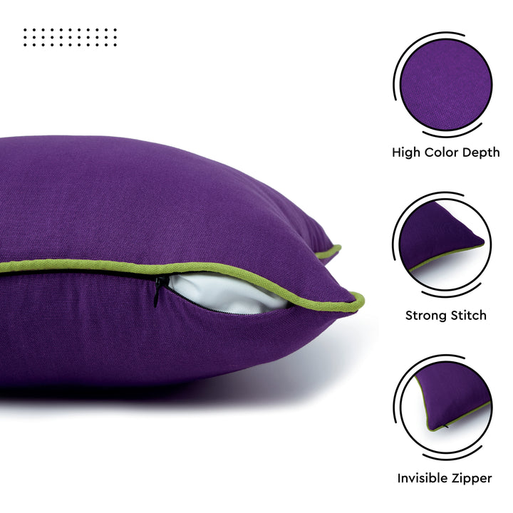 Cotton Lime Green with purple Cushion Cover (Pack of 2)