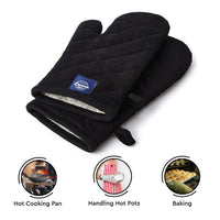 Cotton Full Black Oven Gloves (Pack of 2)