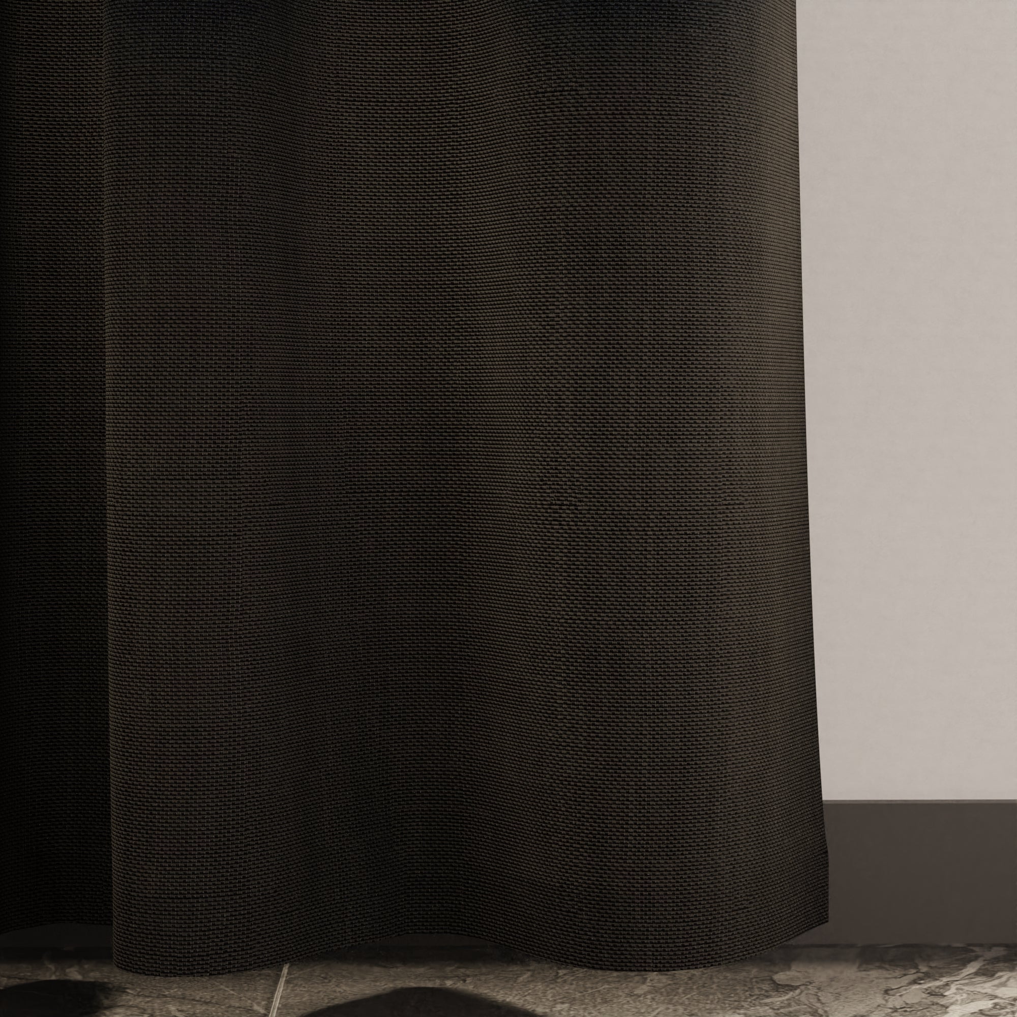 Canvas Jet Black Curtain (Pack of 1)