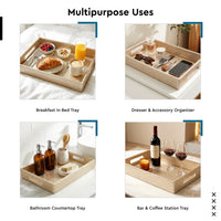 Leather Light Gold Leather Serving Tray Combo