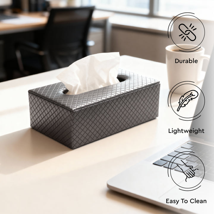 PU Leather Grey Tissue Box (Pack of 1)