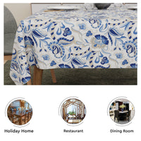 Polyester Chintz Blue Table Cloth (Pack of 1)