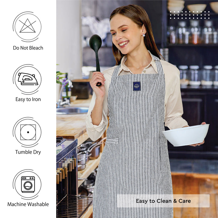 Cotton Ticking Navy Blue Apron (Pack of 1)