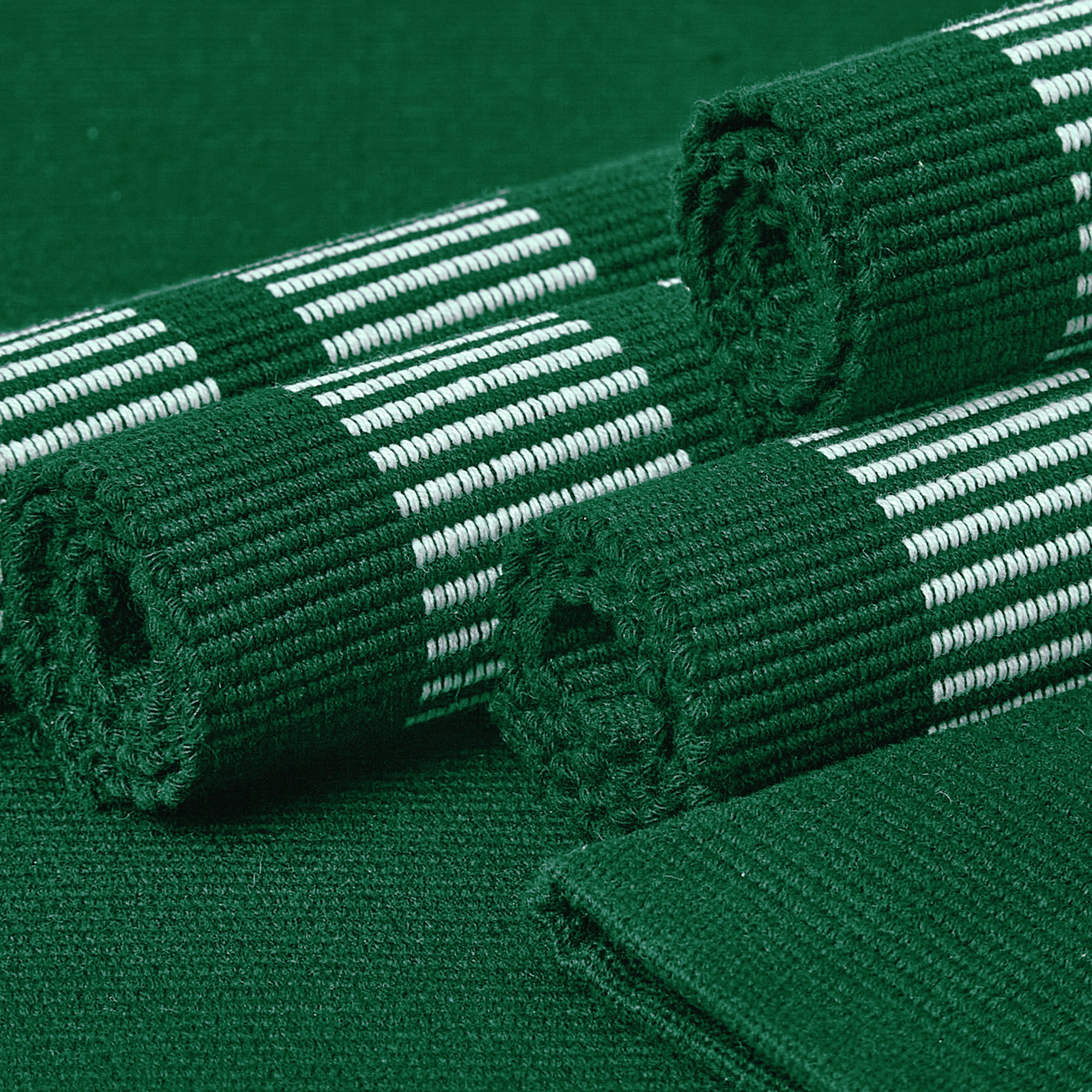 Ribbed Cotton Ladder Dk Green Placemat (Pack of 6)