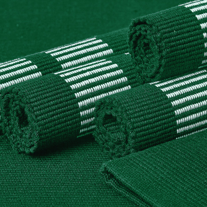Ribbed Cotton Ladder Dk Green Placemat (Pack of 6)