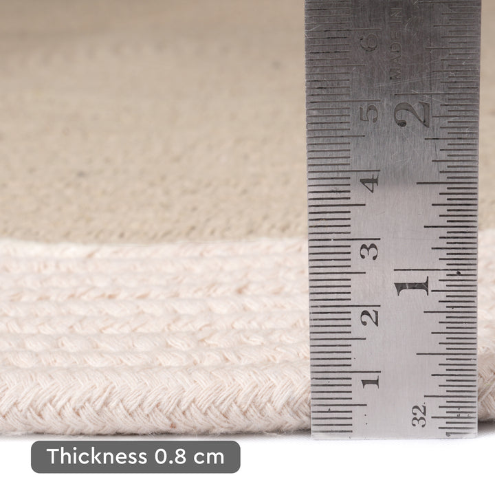 Reversible Round Rug Handwoven Natural Fiber Carpet Braided Area Rug | Neutral Boho Rug for Living Room, Bedroom, Nursery | Washable Area Rug Two Tone